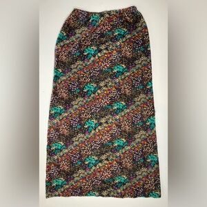 Vintage Abstract Long Velvety Skirt Sz Med